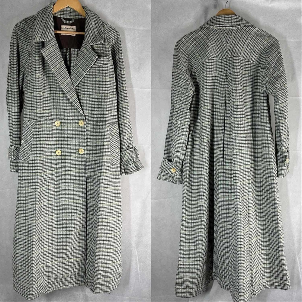 Free People WE THE FREE Liberty Duster Plaid Wool Blend Coat Size Small - Picture 2 of 14